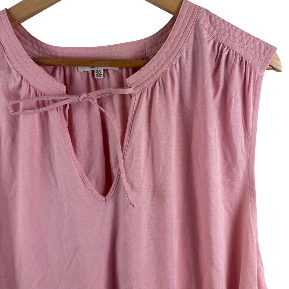 Angels Forever Young Tank Top Womens 3X Rose Pink Split Neck Tie Sleeveless NEW